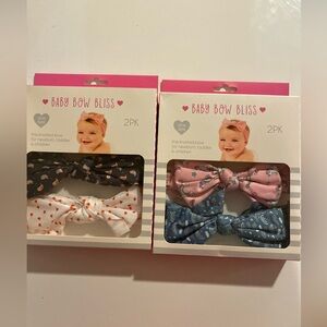Knotted Hair Bow Set - Pink, Blue, Black, White